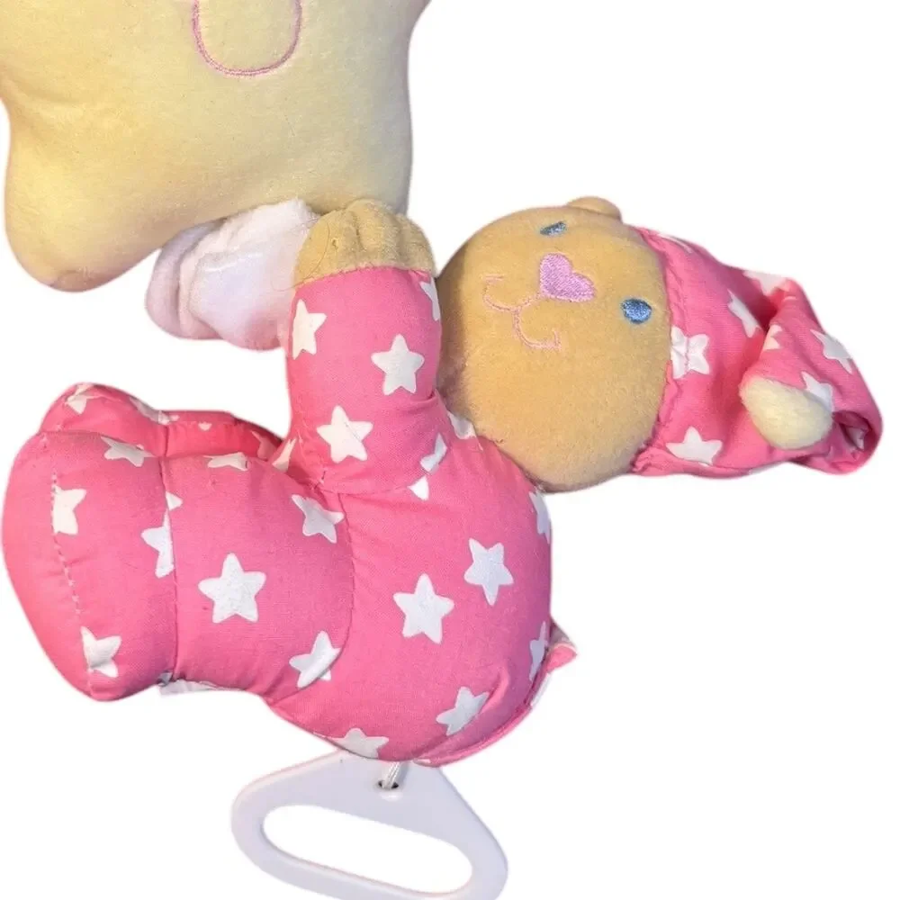 Vintage 98 Kids II Musical Crib Plush Toy Yellow Star Bear Pink Pajamas WORKS